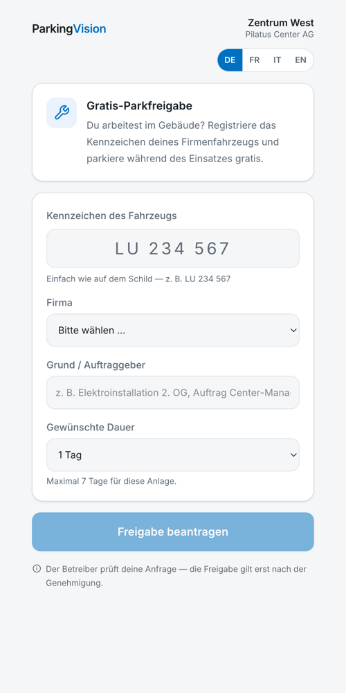 Handwerker-Selbstregistrierung auf dem Smartphone
