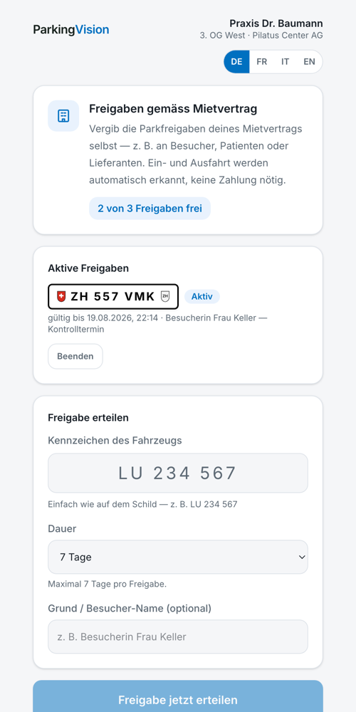 Mieteransicht auf dem Smartphone
